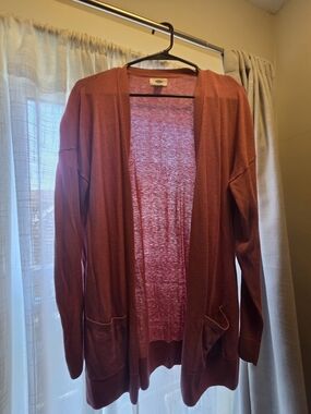 Dusty Rose Lightweight Open-Front Rust Cardigan Sweater